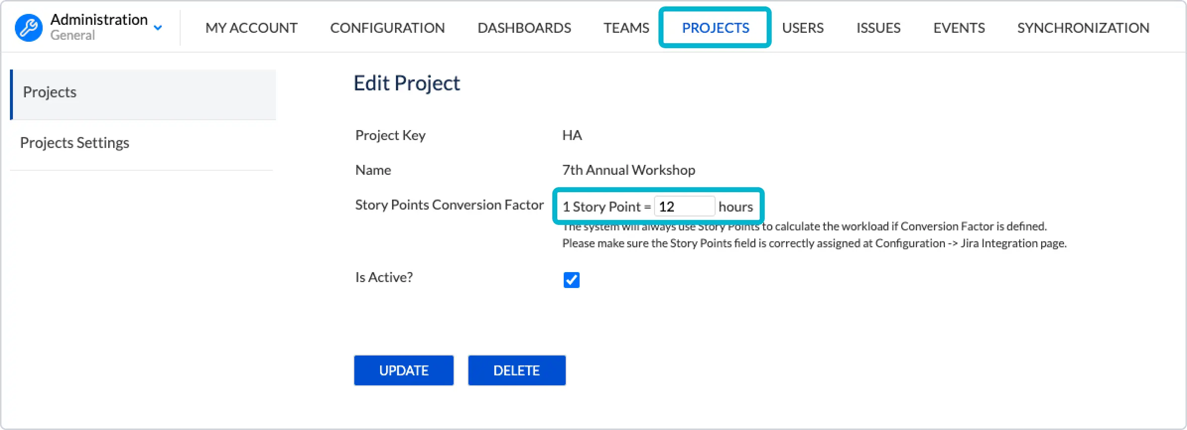 How does conversion from Story points into Hours work?